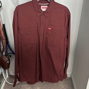 Wrangler Burgundy Men's Casual Button Down Shirt